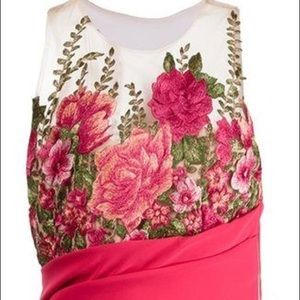 Pink embroidered flower detail dress